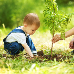 Enfant qui jardine.